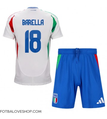 Itálie Nicolo Barella #18 Dětské Venkovní Dres ME 2024 Krátký Rukáv (+ trenýrky)